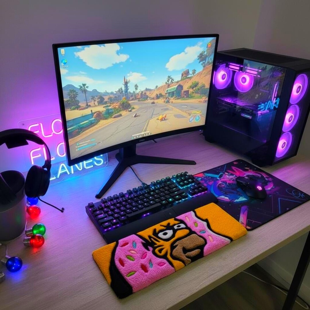 Handmade Cartoon Donut Keyboard Rug, Funny Gamer Desk Accessory Gift ...