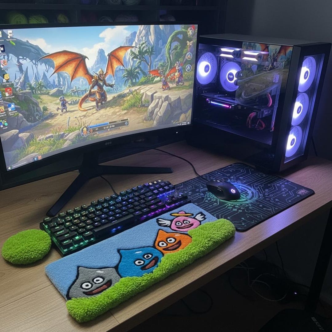 Cubicle Desktop Rug Colorful Keyboard Rug • Cartoon Desk Mat • Cute 3D Hand-tufted Rug ...
