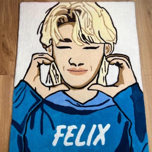Cartoon getufteter Teppich Felix, K-POP individueller getufteter Teppich, benutzerdefinierter Teppich - K-Pop Home Ästhetik, perfektes Geschenk für Aufenthalte