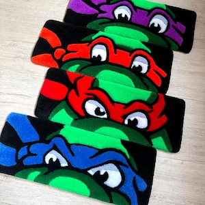 Shell Squad Keyboard Rug – Tufted Cartoon Reptile Desk Mat – Gamer Wrist Pad – Custom Handmade Turtle Carpet