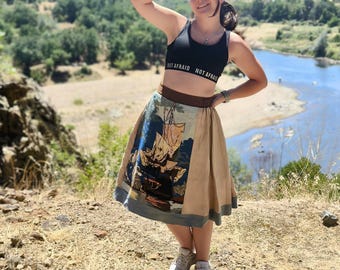 Flared Linen Skirt: Full Circle Tapestry Skirt