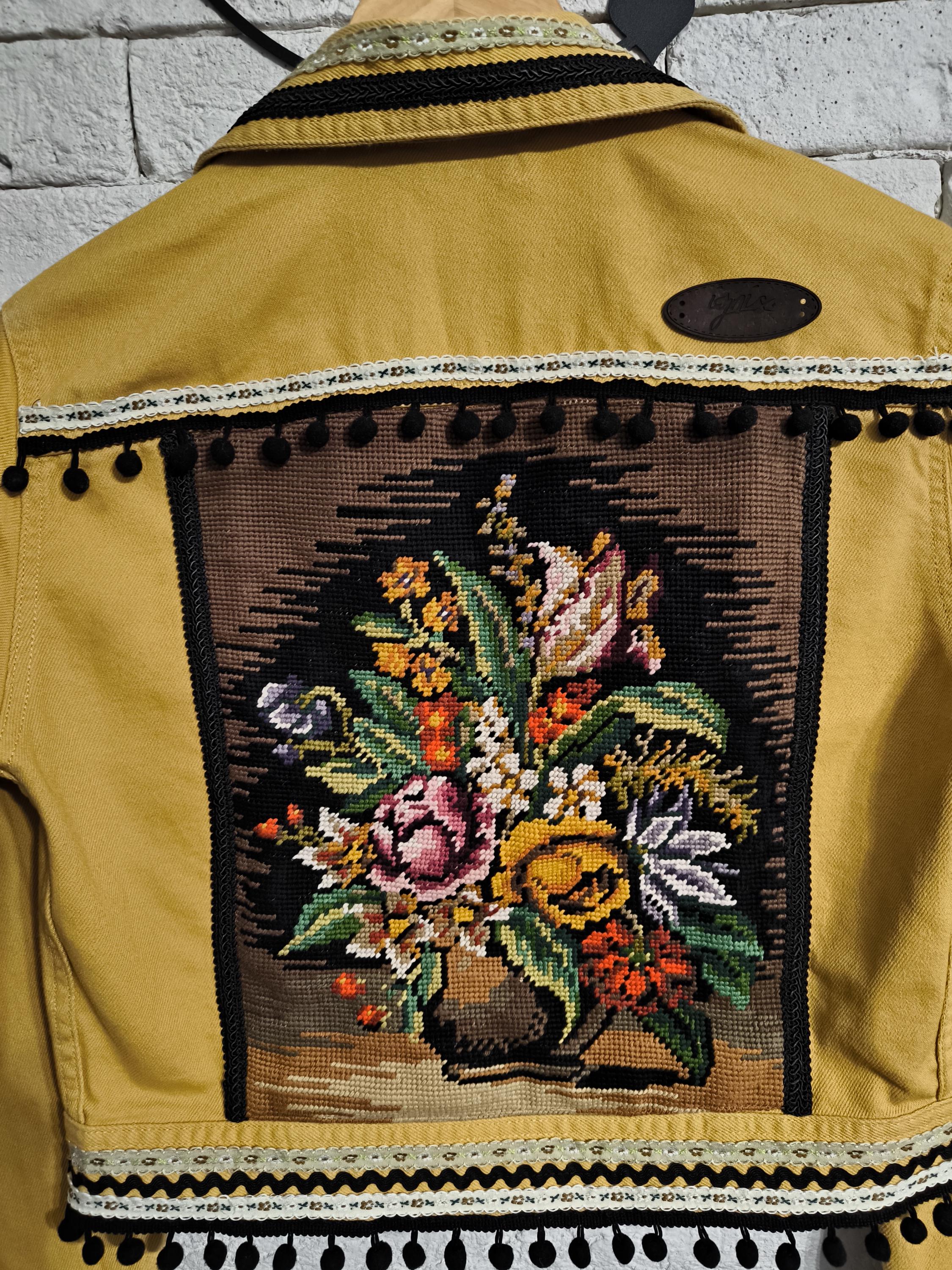 Women Denim Oversized Jacket With Back Embroidery, Sustainable Upcycled ...