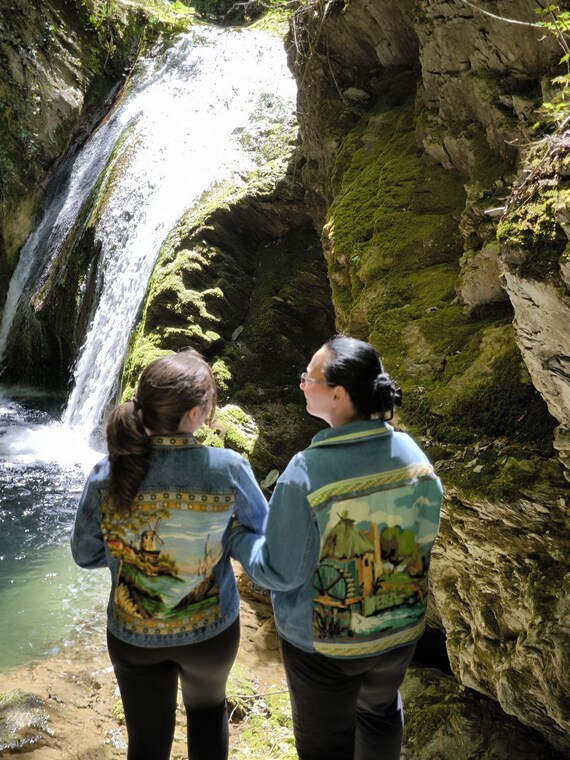 Plus Size Denim Jacket: Upcycled Vintage Tapestry Embroidered Jean