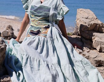 Embroidered Cotton Summer Dress, Garden Party Sundress, S-2XL