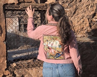 Crop Corduroy Jacket: Upcycled Tapestry Embroidery (XS)