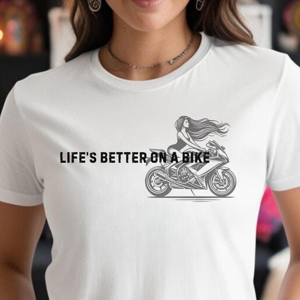 Riders Tee, Motorcycle Gift Idea For Women, Women On Motorbike Tee,Life'S Better On A Bike Motorcycle Shirt, Biker Babe, Biker Girl Tshirt Alwasky