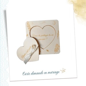 Carte demande en mariage en bois