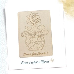 Carte à colorier en bois Mamie