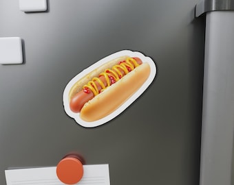 Imán de perrito caliente para un picnic divertido y una decoración de cocina divertida