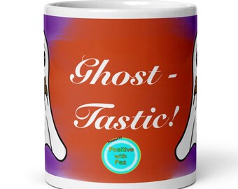 Taza divertida de fantasmas / Taza de café linda de Halloween / Taza fantástica de fantasmas / Taza de té de cerámica / Regalo espeluznante / Positivo con Paz