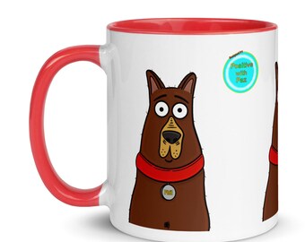 Taza de café con perro adorable / Taza de Phil el perro / Regalo divertido para amantes de los perros / Taza de té de cerámica / Taza con personaje original / Positivo con Paz