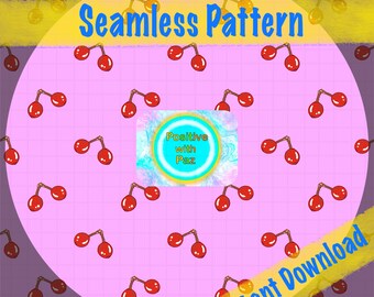 Holly Berry Seamless Pattern, Pink Winter Print (Digital Download)