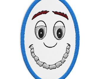 Parche bordado con carita sonriente adorable, parche termoadhesivo con carita feliz, insignia kawaii para coser, parche divertido para chaqueta, regalo de personaje original