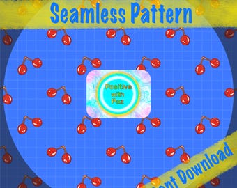 Holly Berry Seamless Pattern, Winter Drupes PNG (Digital Download)