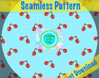 Holly Berry Seamless Pattern: Winter L/BLUE, 300 DPI (Digital Download)