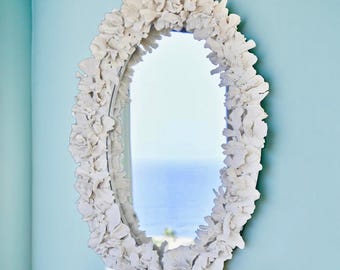 Natural Coral Mirror – Ready to Ship - Coastal Beach Wall Decor