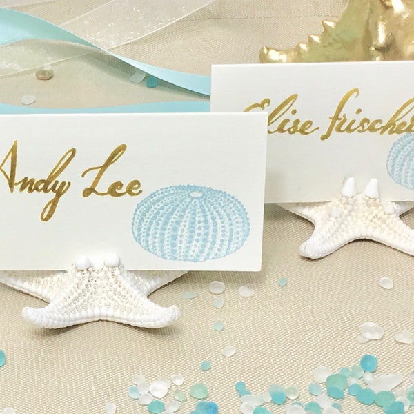 Beach Weddings - 25 Starfish Card Holders -  Coastal Showers Dinners star fish sea shells place cards dessert table cards
