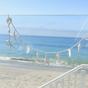 Beach Decor - Starfish and Seashell Garland -  5&#39; - FREE SHIPPING - coastal door decor star fish natural real starfish wall decor bathroom