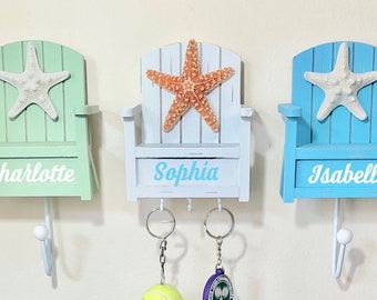 Mini Adirondack Chairs with Starfish - Coat Hook and Key Holder - Sold Individually - Can be Personalized