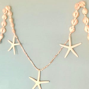 Starfish and Seashell Garland -  real shells coastal beach door decor star fish natural real starfish FREE SHIPPING 4.8&#39; long