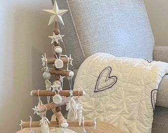 Beach Tabletop Christmas Tree with Ornaments - Beach Style/Beach Christmas/Ornaments/Star Fish/Starfish/Coastal Style