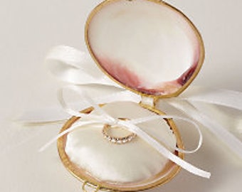 Beach or Coastal Wedding Seashell Ring Box with Silk Pillow - As seen at Anthropologie/BHLDN