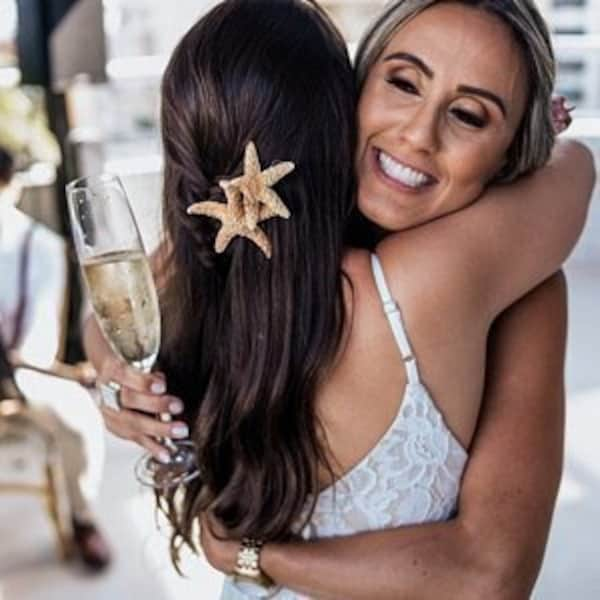 Épingles à cheveux étoile de mer - Étoile de mer naturelle (réelle) - Ensemble de deux - Accessoires pour cheveux de plage, Mariage sur la plage, Sirène, Fête d’Halloween