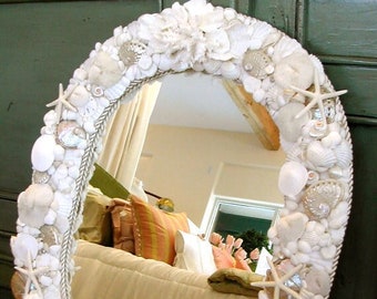 Beach Decor - Designer Seashell Mirror - 24" x 30" - Made to Order