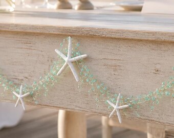 Coastal Wedding Starfish Garland – Beach Wedding Decor, Ocean Theme Decoration, Nautical Shelf Accent, Ocean Party Banner