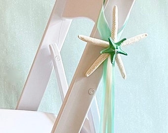 Beach or Coastal Wedding Starfish Chair Decoration - Priced Individually - 4 Ribbon Choices - Ceremony Aisle Decoration