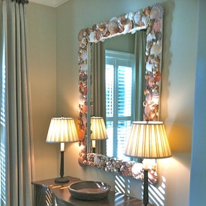 Seashell Mirror - 55&quot; x 42&quot; - Made to Order - beach decor coastal sea shell beach house shell mirror