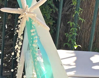 Beach Wedding Decor Chair Decoration - Many Ribbon Choices - Aisle Decoration-Coastal Wedding-Nautical-Beach Decor-Beach Wedding Decor