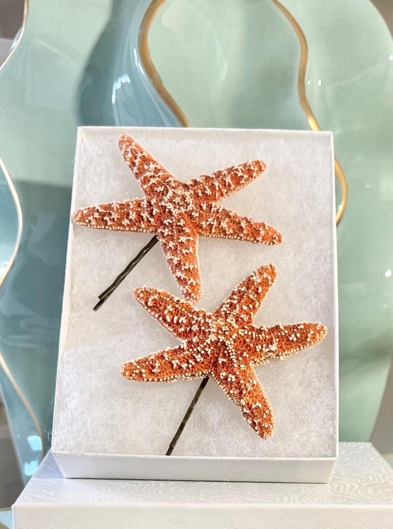 Starfish Hair Pins Natural Real Starfish Set of Two Beach Hair Accessories, Beach Wedding, Mermaid, Halloween Party image 3
