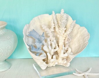 Coral - Natural (real) Coral Creation on Lucite Stand - real coral coastal beach decor nautical 35th anniversary gift