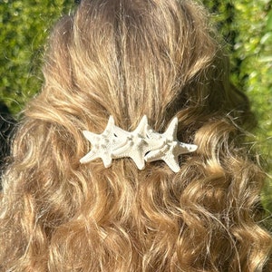 Natural Real Starfish Hair Barrette Choose Double or Triple Starfish with Pearls, Crystals or Plain Beach Hair Accessories, Wedding image 3