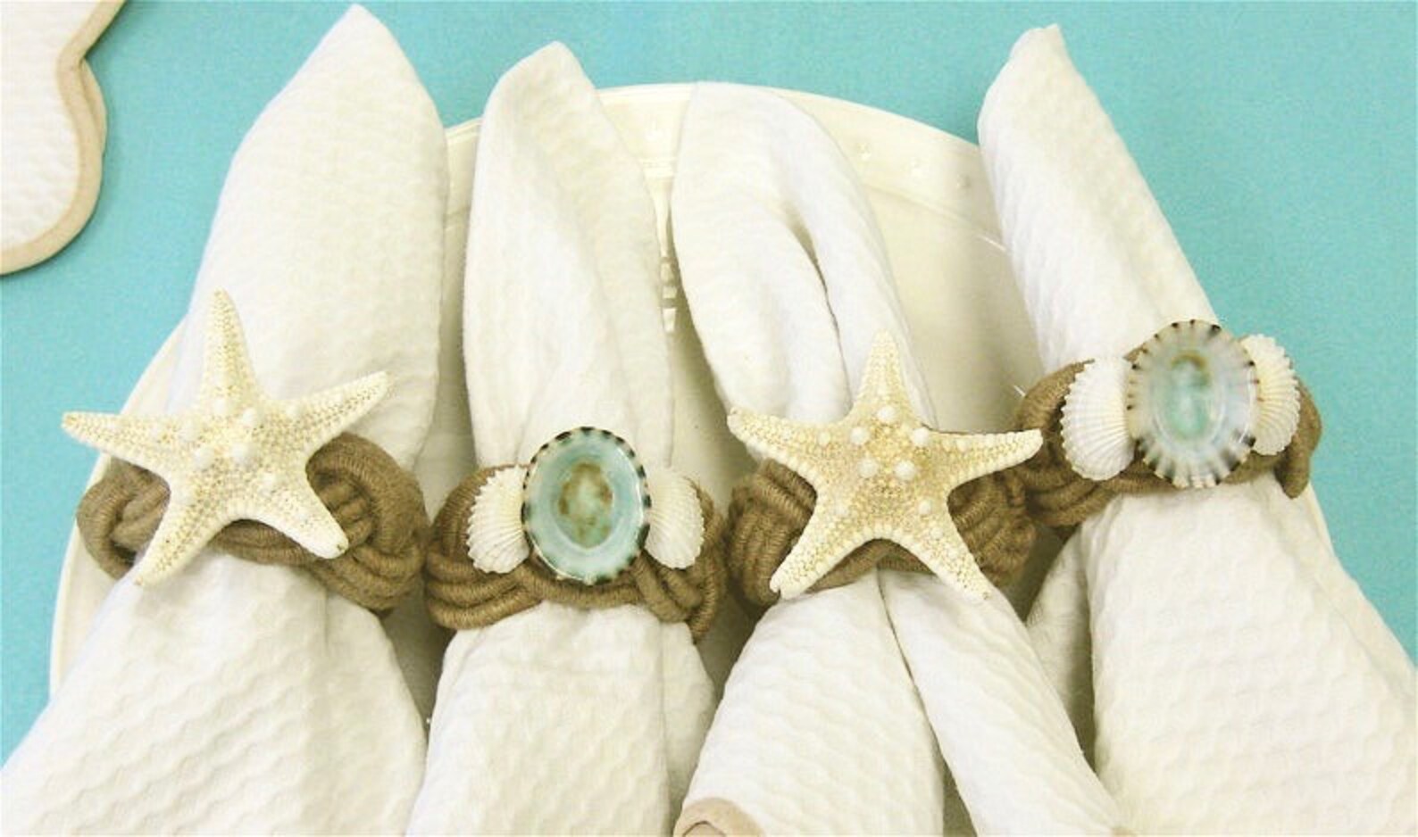 Beach Decor Seashell and Starfish Napkin Rings Seashells Etsy