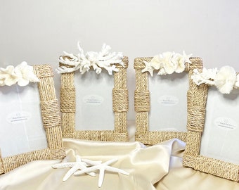 Picture Frames - Rope Frames with Sea Life - 4x6 photo - Sold Individually - beach decor coastal summer