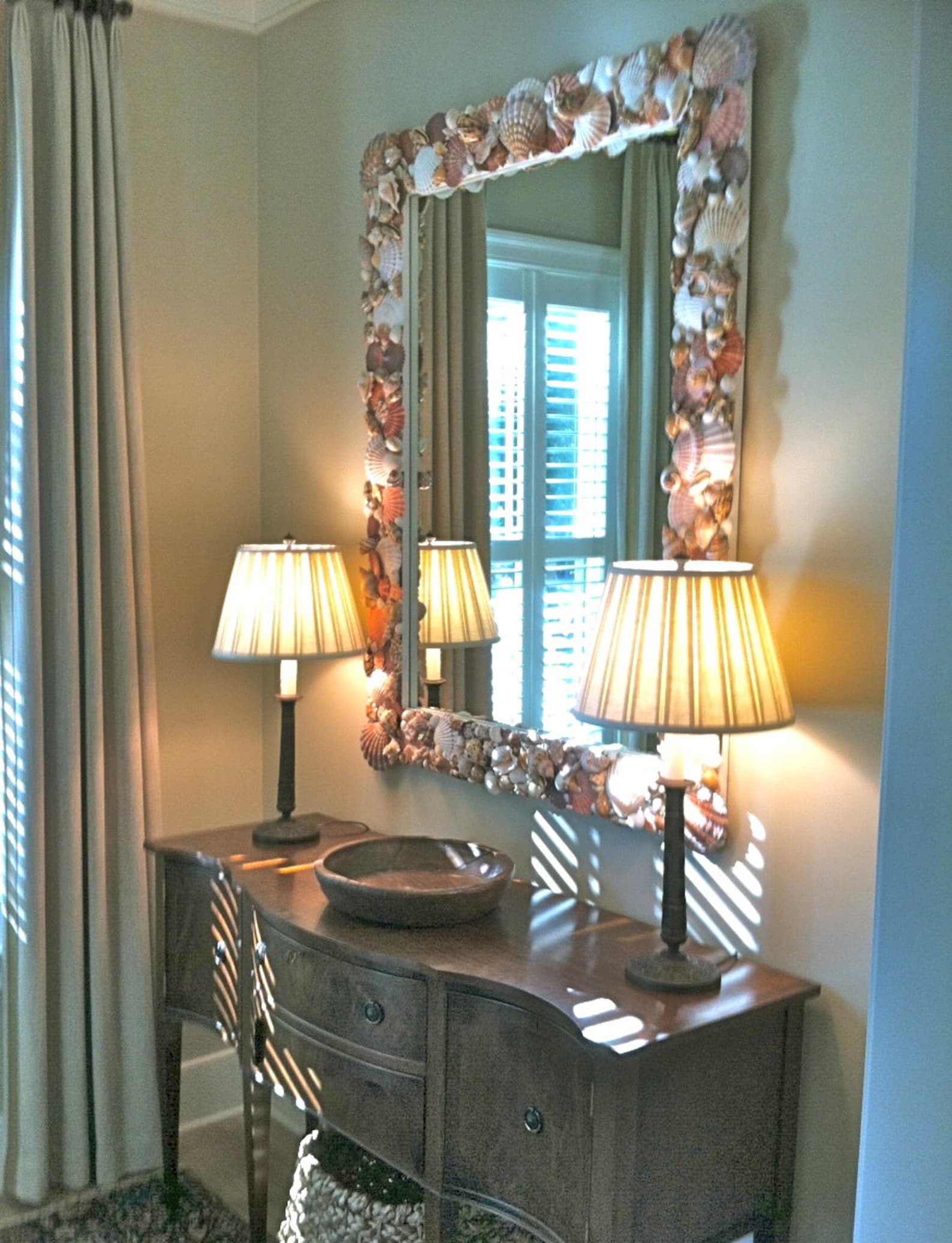 Seashell Mirror 55 X 42 Beach Decor Coastal Etsy