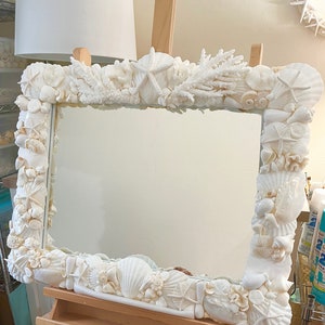 Beach Decor Large Seashell Mirror with Coral and Starfish Made to Order coastal/nautical/sea shell/seashells/sea shells/beach house image 1