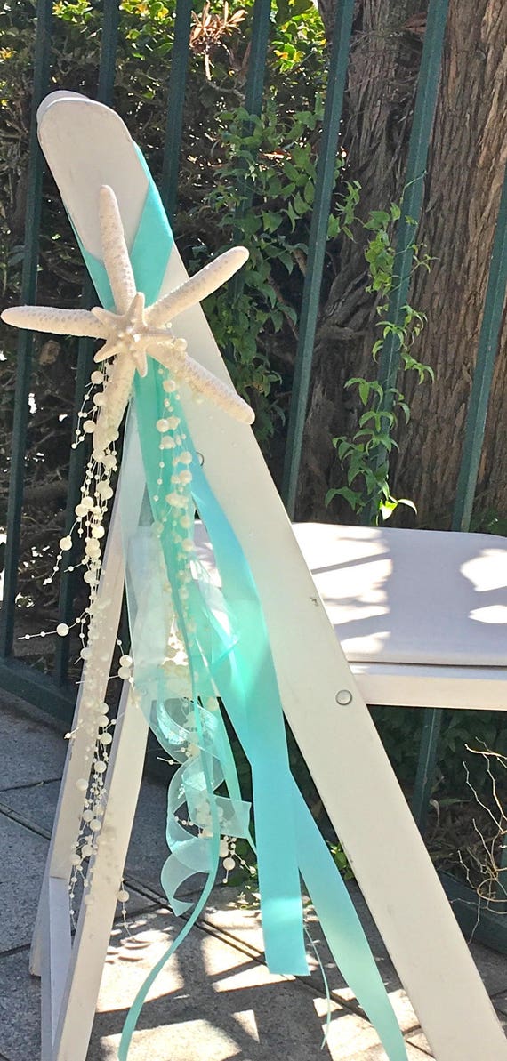 Beach Wedding Decor Set Of 10 Chair Decorations With Starfish Etsy