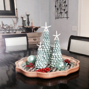 Beach Christmas Real Shell Trees - Sold Individually  - Christmas shell trees seashells star fish coastal nautical tabletop tree