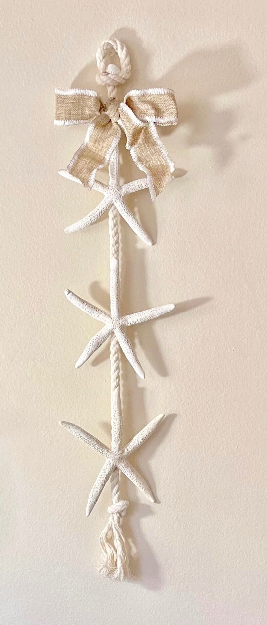 Beach Decor Natural Starfish Door/wall Hanger With Bow Coastal Door ...
