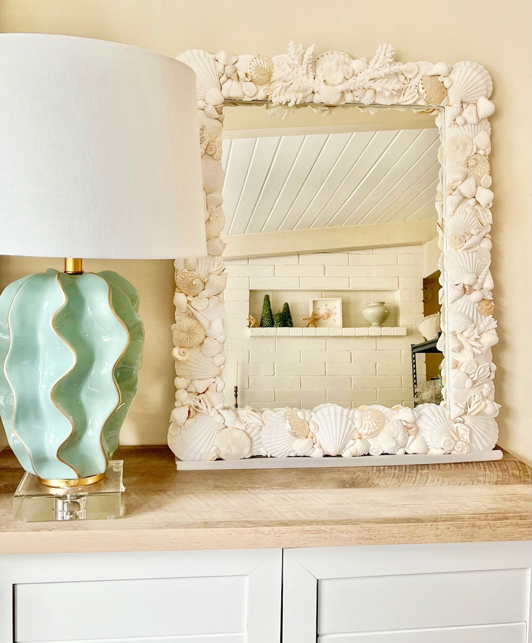 Beach Decor - Large Seashell Mirror - 24