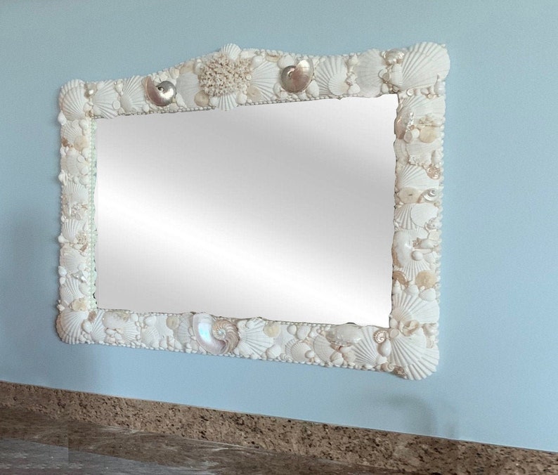 Seashell Mirror 48 x 36 Made to Order Beach Decor coastal decor nautical beach house image 1