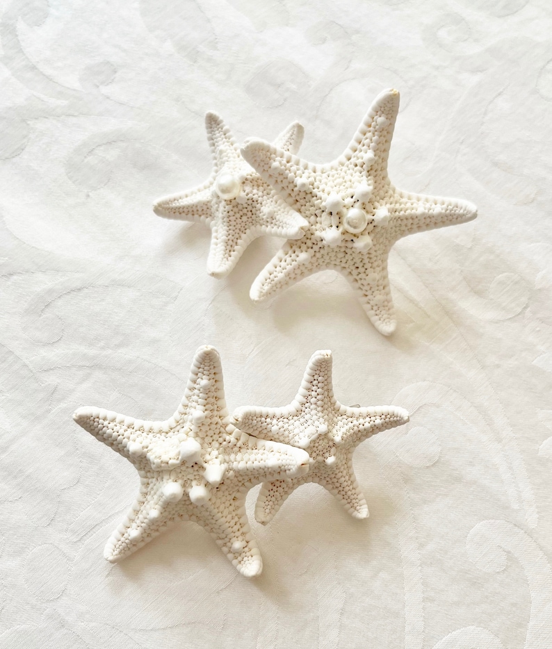 Natural Real Starfish Hair Barrette Choose Double or Triple Starfish with Pearls, Crystals or Plain Beach Hair Accessories, Wedding image 6