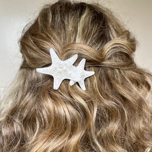 Natural (Real) Starfish Hair Barrette  - Choose Double or Triple Starfish with Pearls, Crystals or Plain - Beach Hair Accessories, Wedding