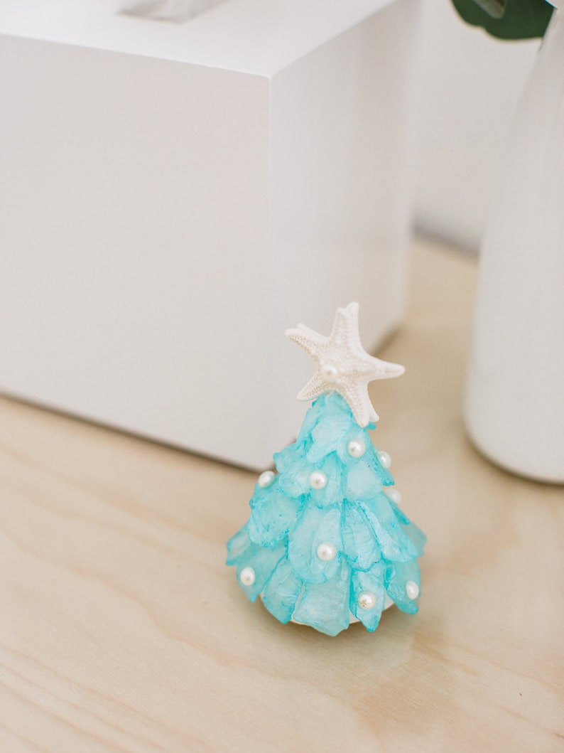 Beach Christmas Tree Free Shipping Mini Sea Glass Tree With Natural Starfish And Pearls Coastal Xmas