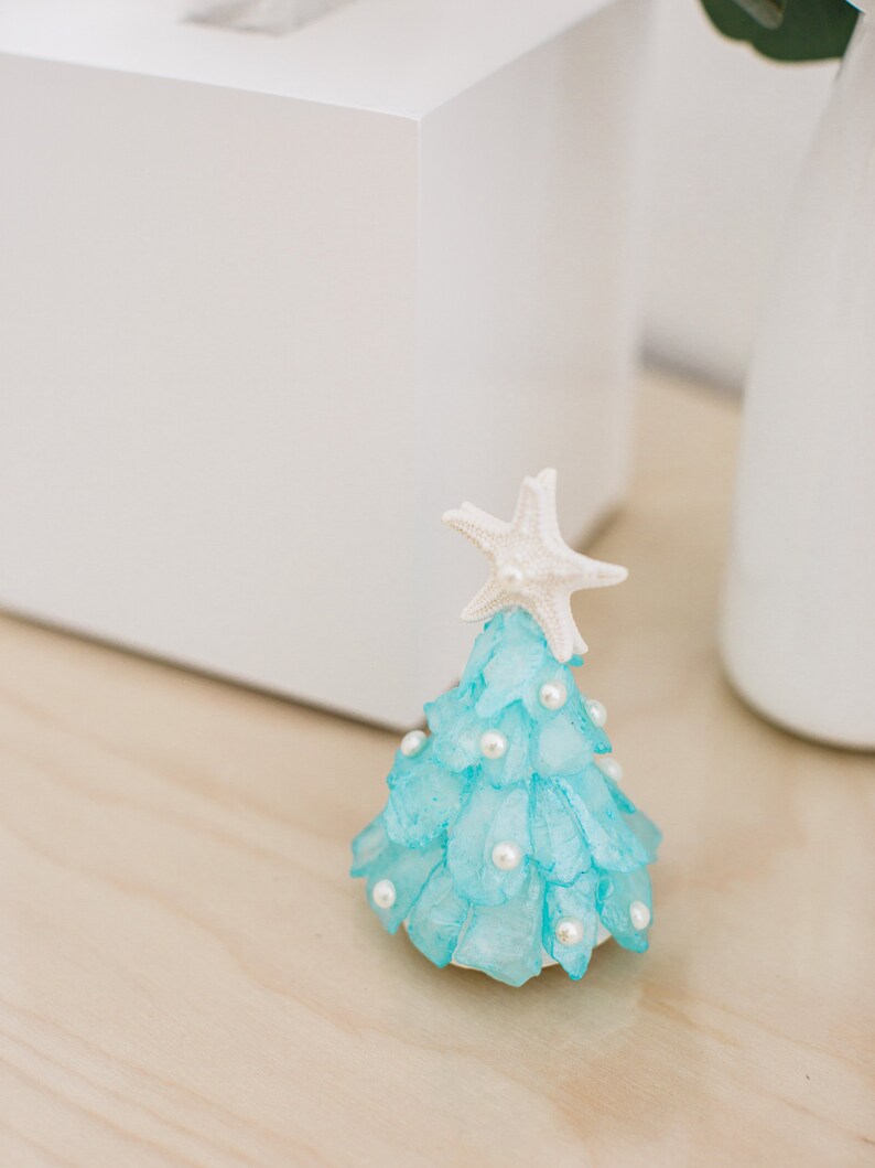 Beach Christmas Tree Free Shipping Mini Sea Glass Tree With Natural Starfish And Pearls Coastal Xmas