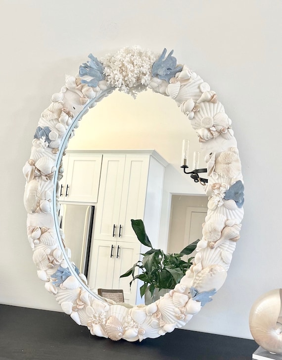Seashell Mirror Shell Mirror Made to Order sea shell mirror bathroom decor coastal beach decor wall decor