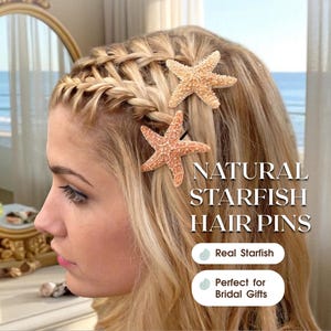 Real Starfish Hair Pins, Set of 2 Beach Wedding Hair Accessories, Mermaid Costume Clip, Nautical Bridesmaid Gift Idea